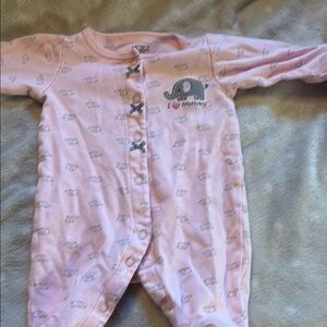 Pink Elephant Print Baby Onesie